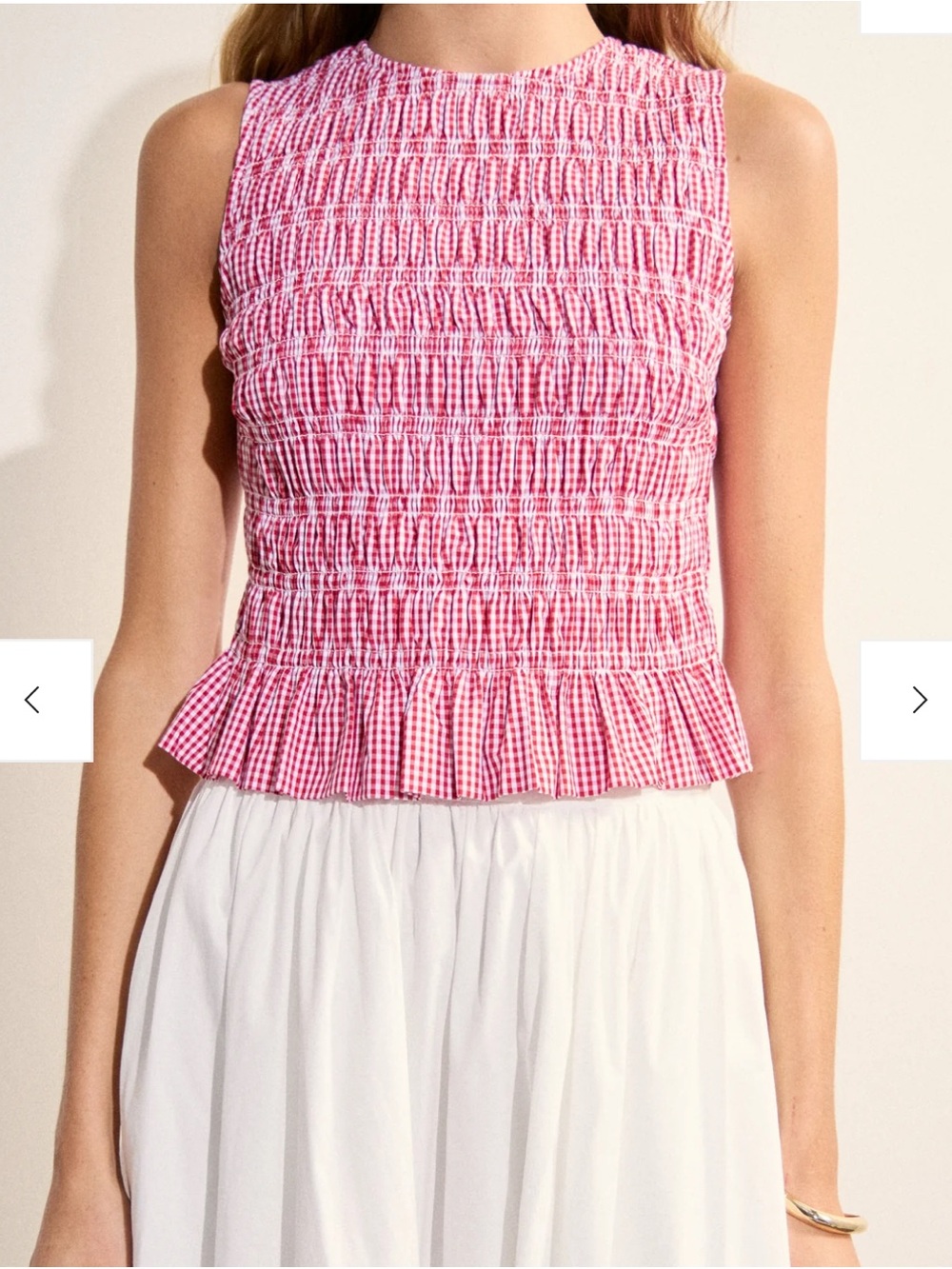 ENGLISH FACTORY NWT Smocked Gingham Sleeveless Top